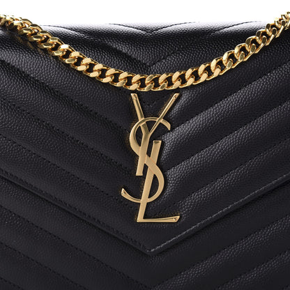 Saint Laurent Grain De Poudre Matelasse Chevron Monogram Chain Wallet Black 9 of 9