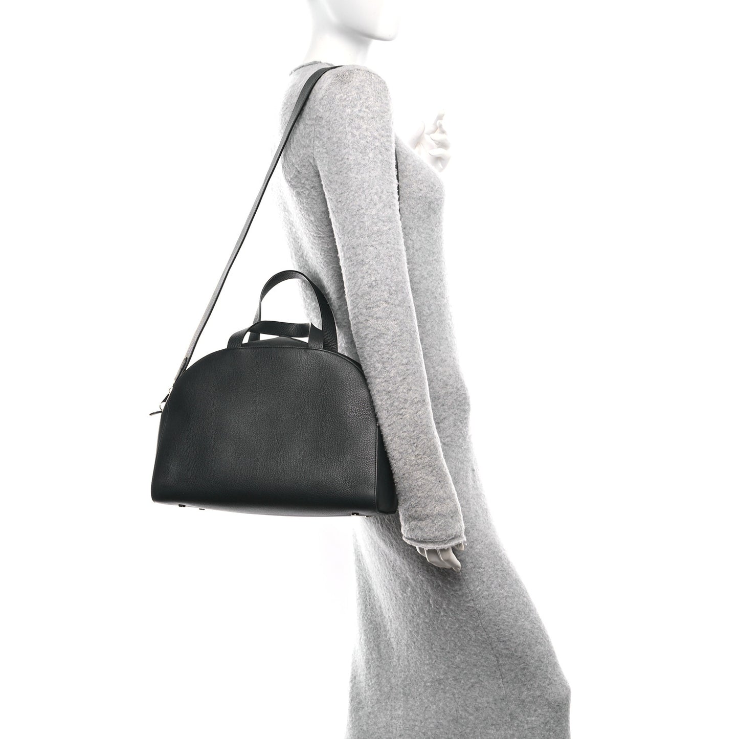 Grained Calfskin Bowling Bag Two Black