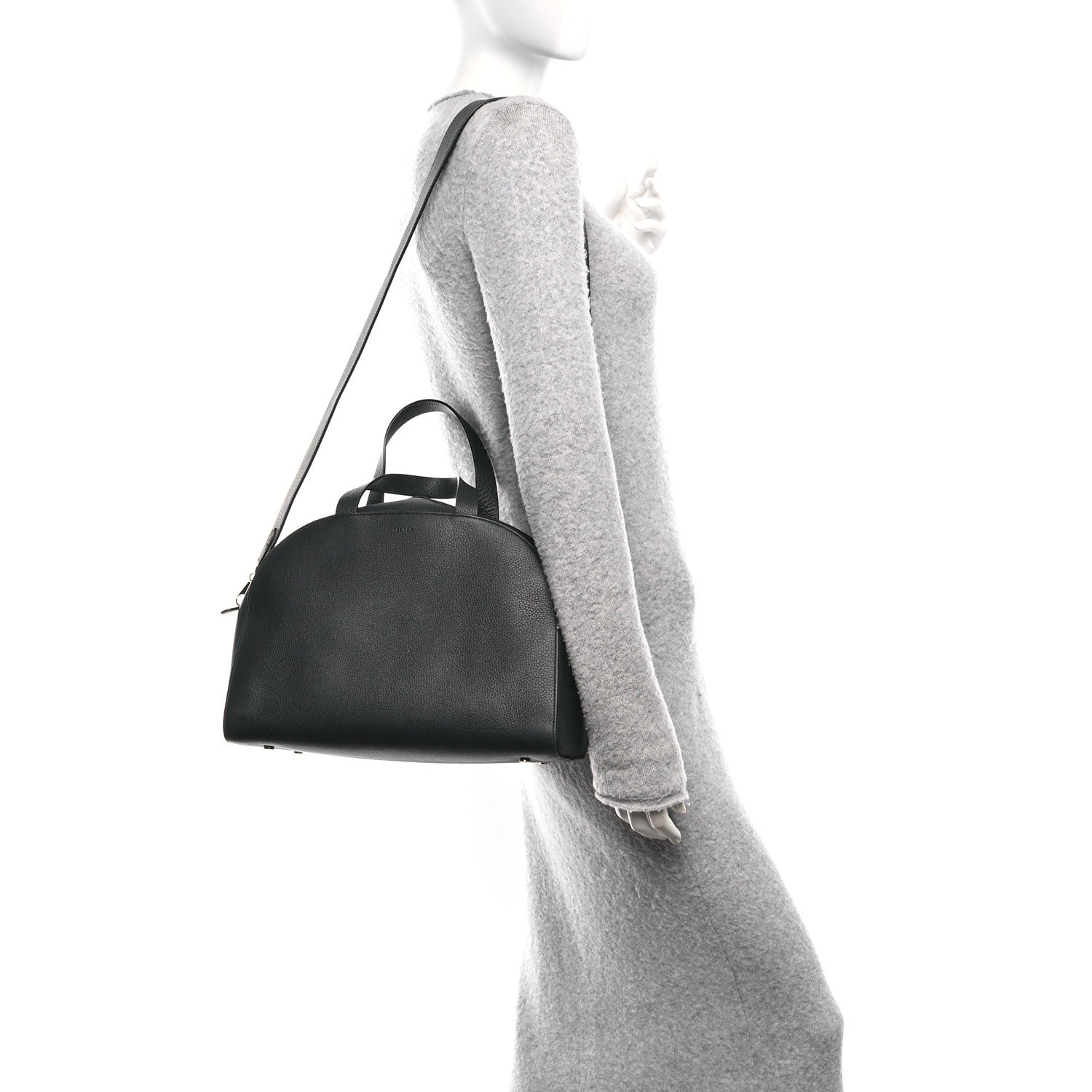 The Row Grained Calfskin Bowling Bag Two Black 2 of 9