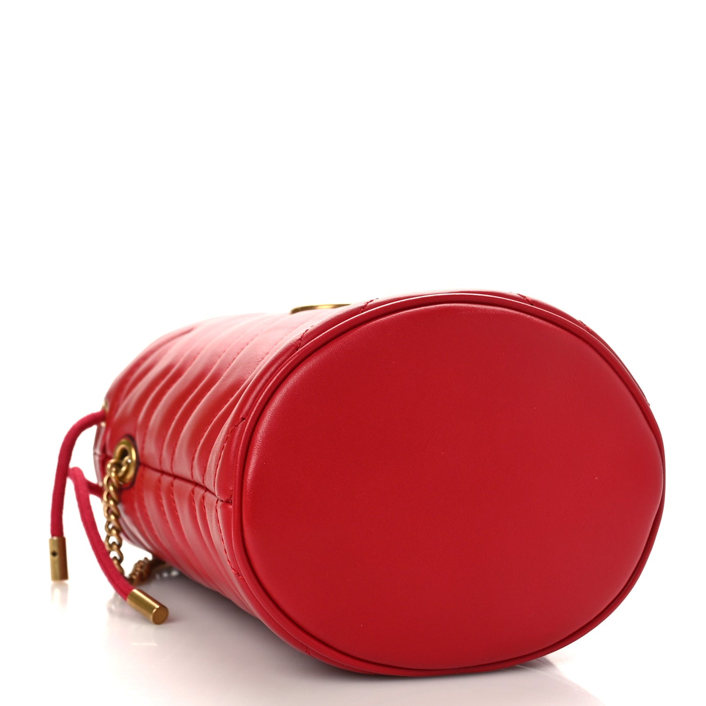 Calfskin Matelasse Mini GG Marmont 2.0 Bucket Bag Hibiscus Red