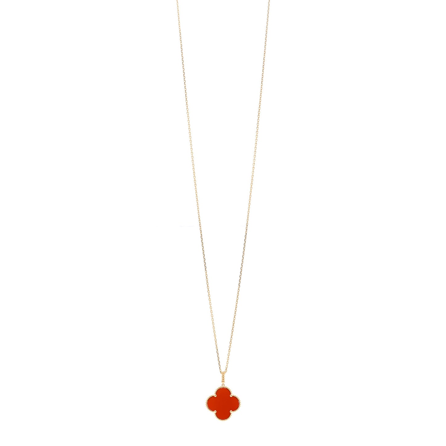 18K Yellow Gold Carnelian Magic Alhambra Long Necklace