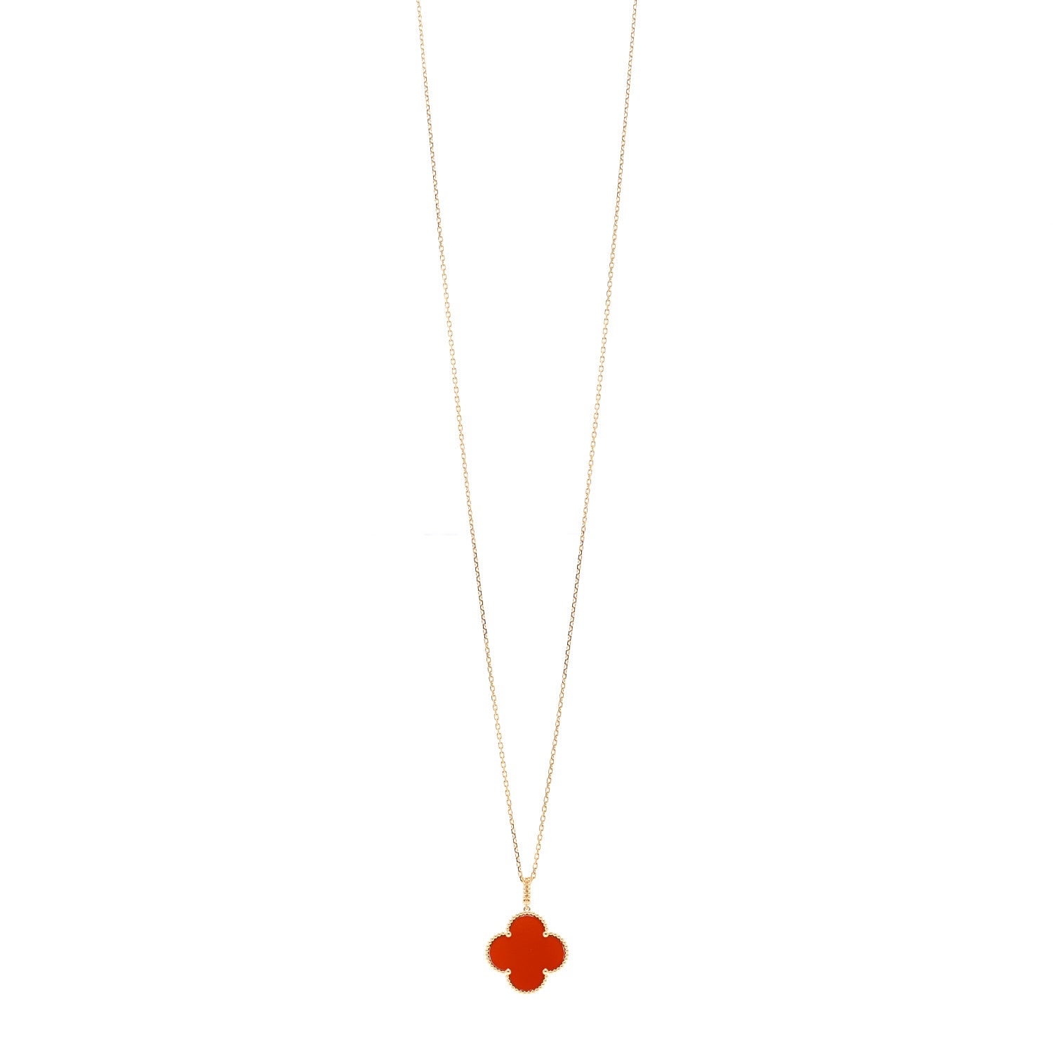 Van Cleef & Arpels 18K Yellow Gold Carnelian Magic Alhambra Long Necklace 1 of 5
