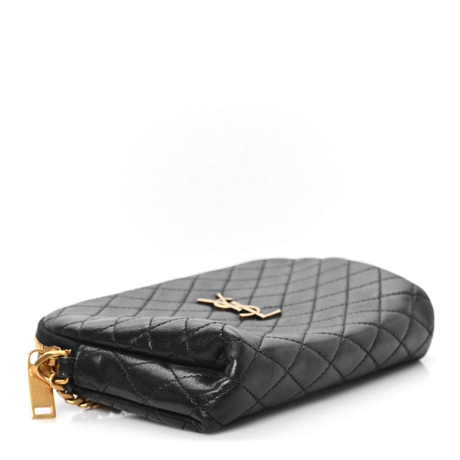 Saint Laurent Lambskin Quilted Gaby Zipped Pouch Black 4 of 11