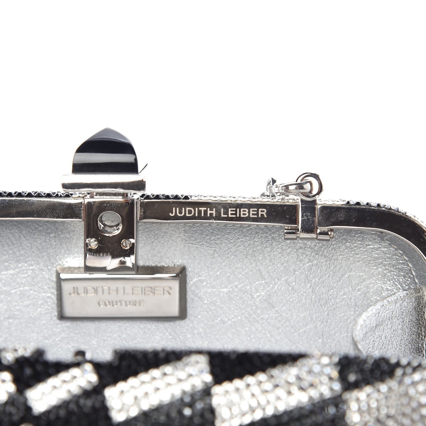 Swarovski Crystal Checkered Miniaudiere Clutch Black White