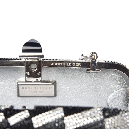 Judith Leiber Swarovski Crystal Checkered Miniaudiere Clutch Black White 7 of 8