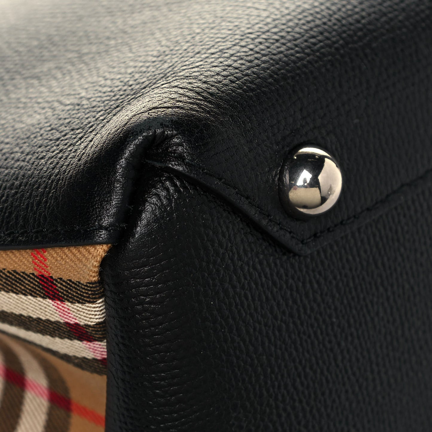 Grainy Calfskin House Check Medium Banner Tote Black