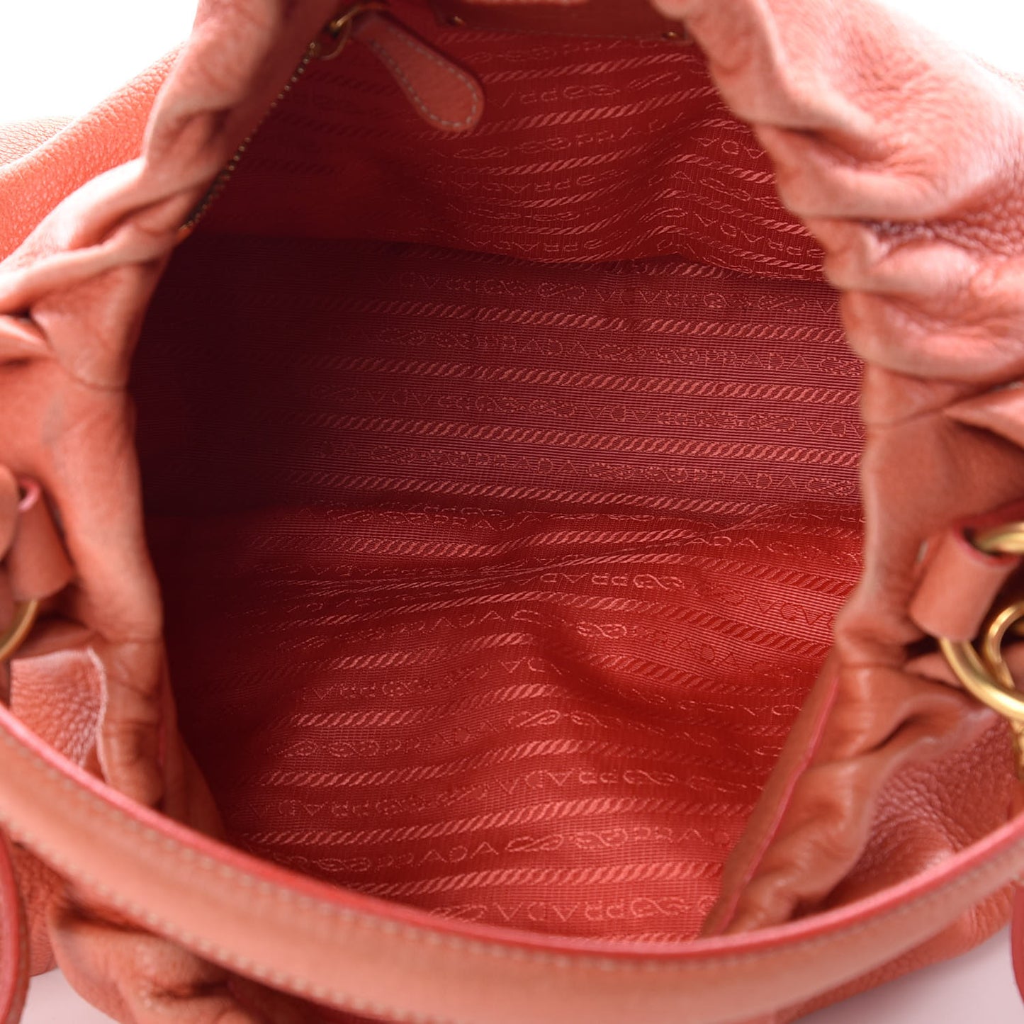Cervo Deerskin Pleats Tote Corallo