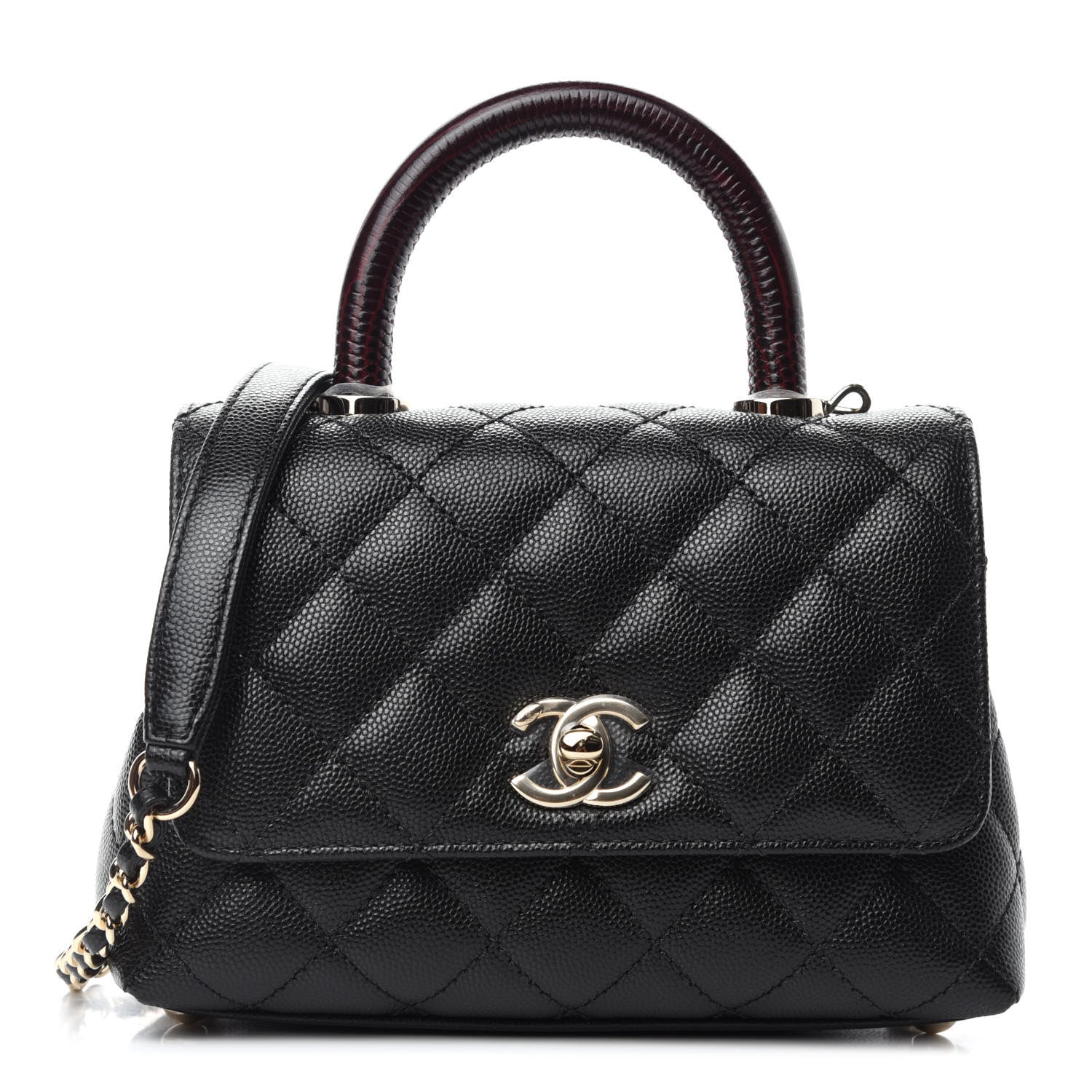 Chanel Caviar Lizard Embossed Quilted Extra Mini Coco Handle Flap Black 1 of 11