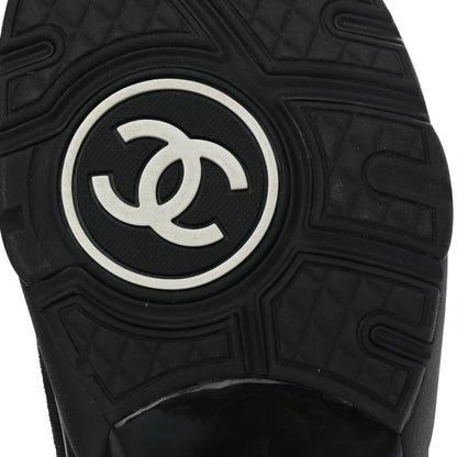 Chanel Toile Suede Calfskin CC Sneakers 38 Black 6 of 9