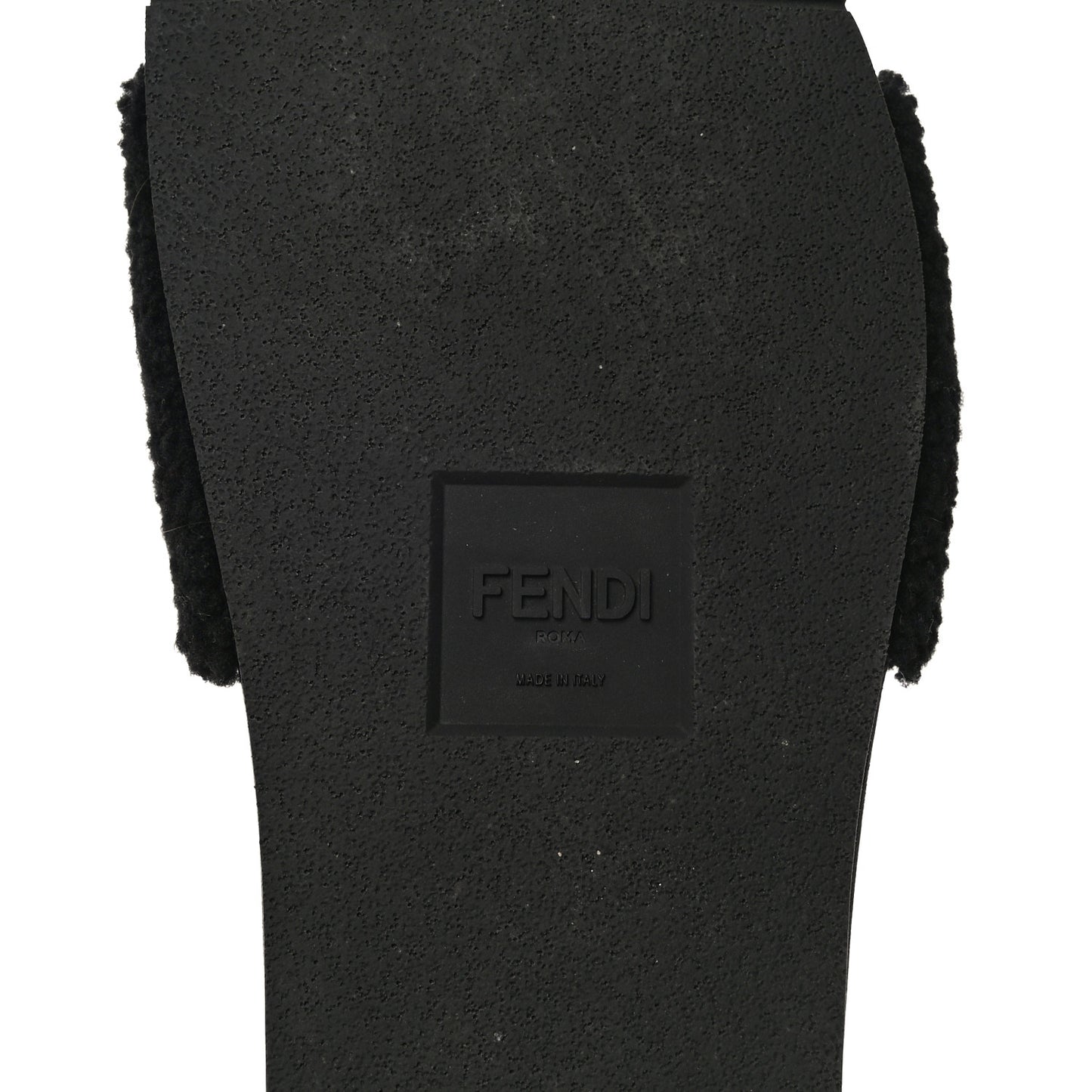 Shearling Logo Mens Slide Sandals 8.5 Black Giallo Ribes
