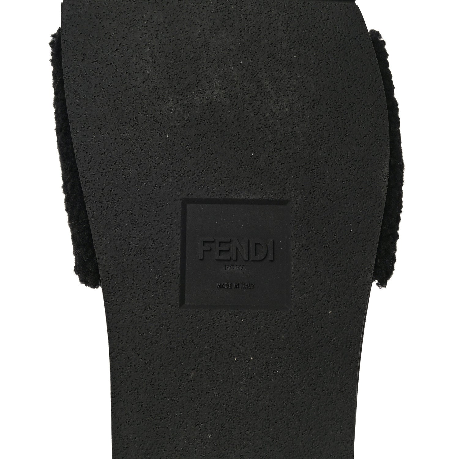 Fendi Shearling Logo Mens Slide Sandals 8.5 Black Giallo Ribes 8 of 12