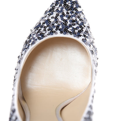 Christian Dior Sequin Cherie Pointy Toe 100mm Pumps 37 Cobalt 10 of 11