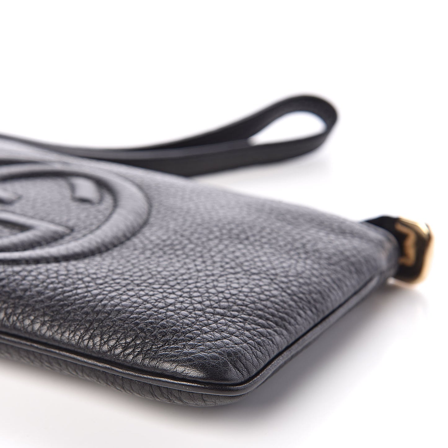 Pebbled Calfskin Soho Wristlet Black