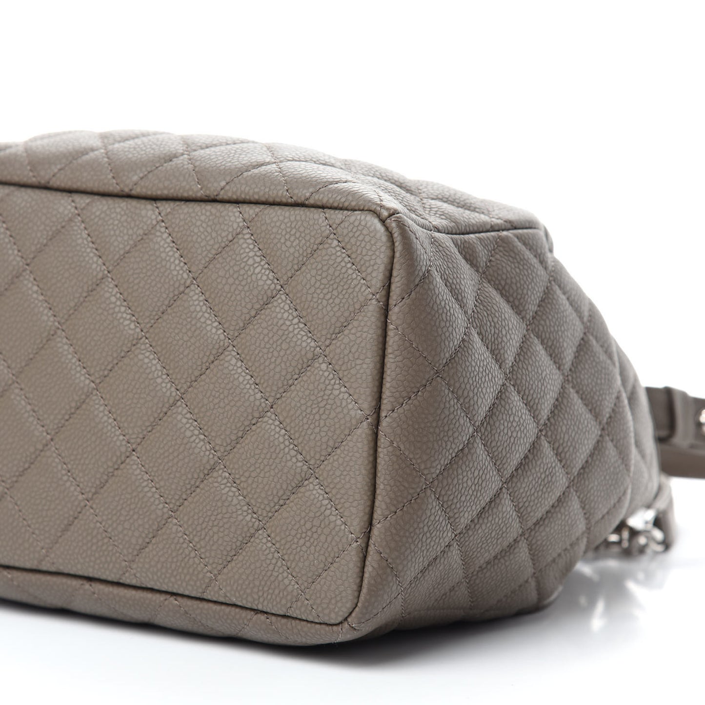 Grained Calfskin Quilted Small Chain Bucket Bag Khaki