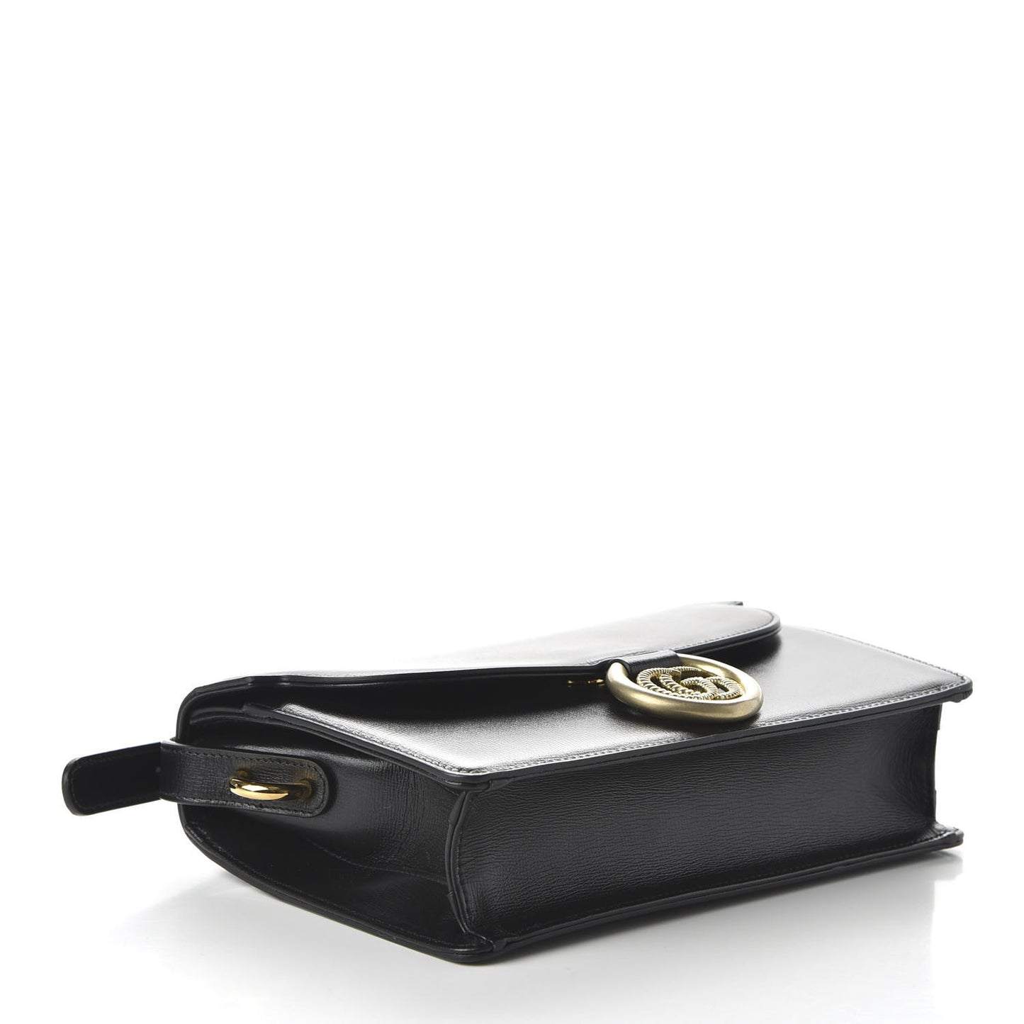 Textured Calfskin Small Torchon GG Ring Shoulder Bag Black