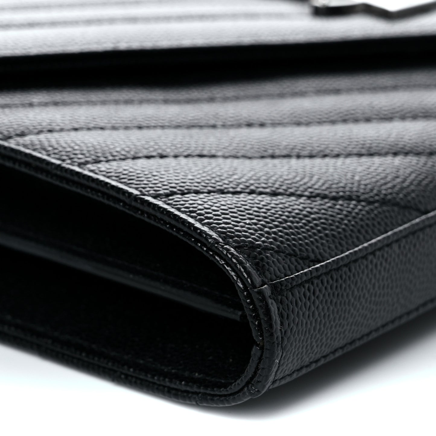 Grain De Poudre Matelasse Chevron Monogram Chain Wallet Black