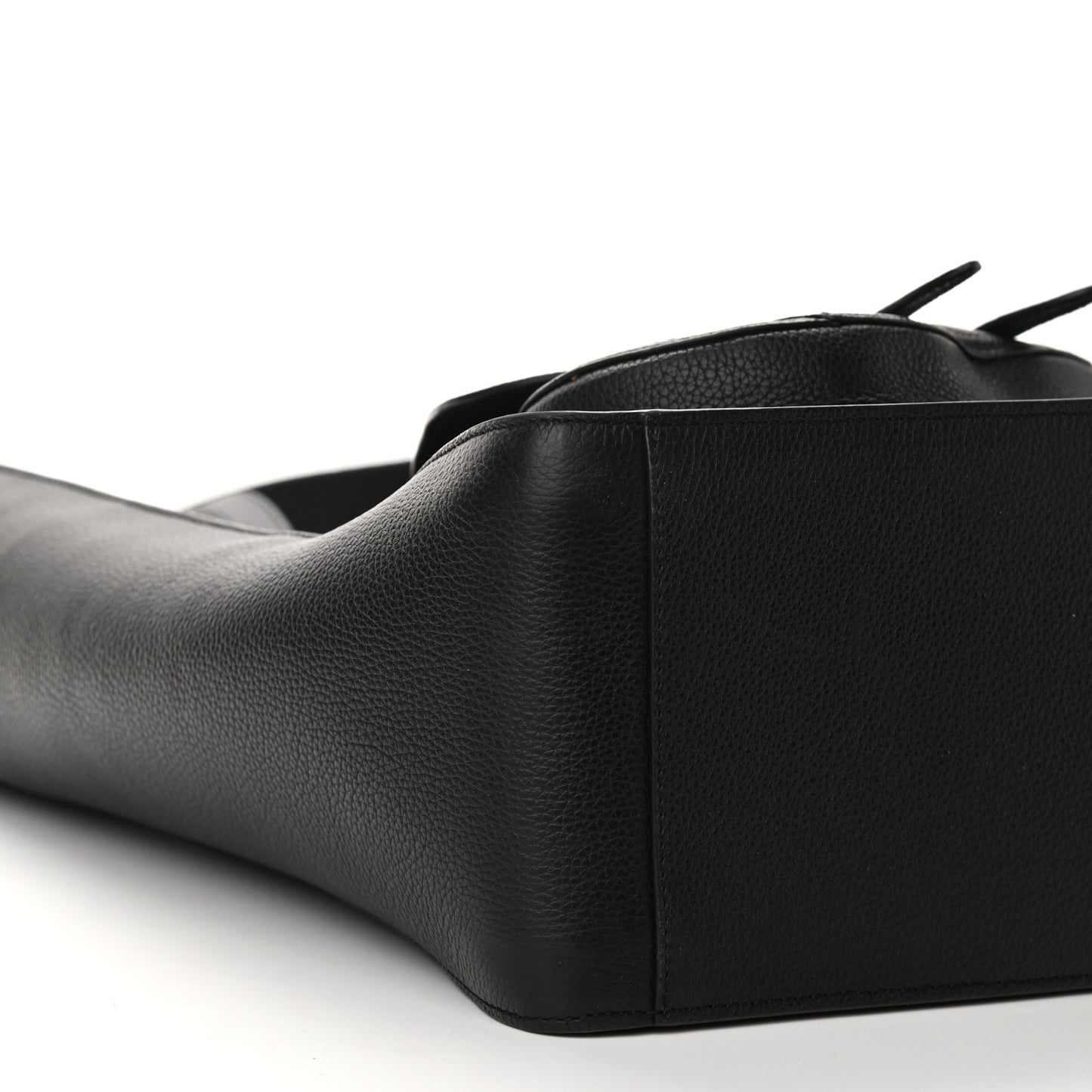 Grained Calfskin Saddle Tote Black