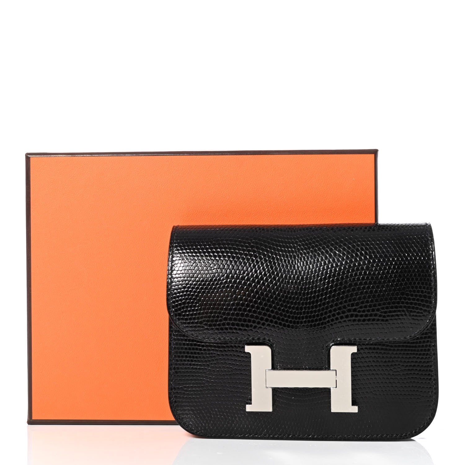Hermes Lizard Constance Slim Wallet Black 9 of 9