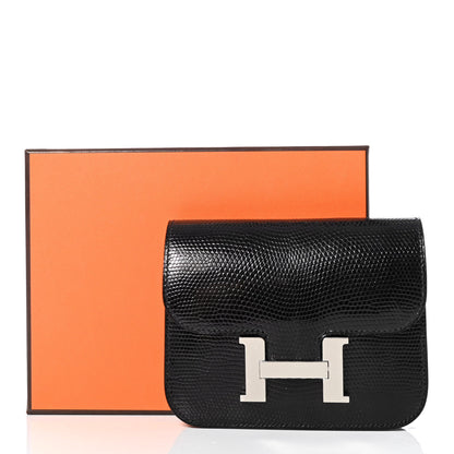 Hermes Lizard Constance Slim Wallet Black 9 of 9