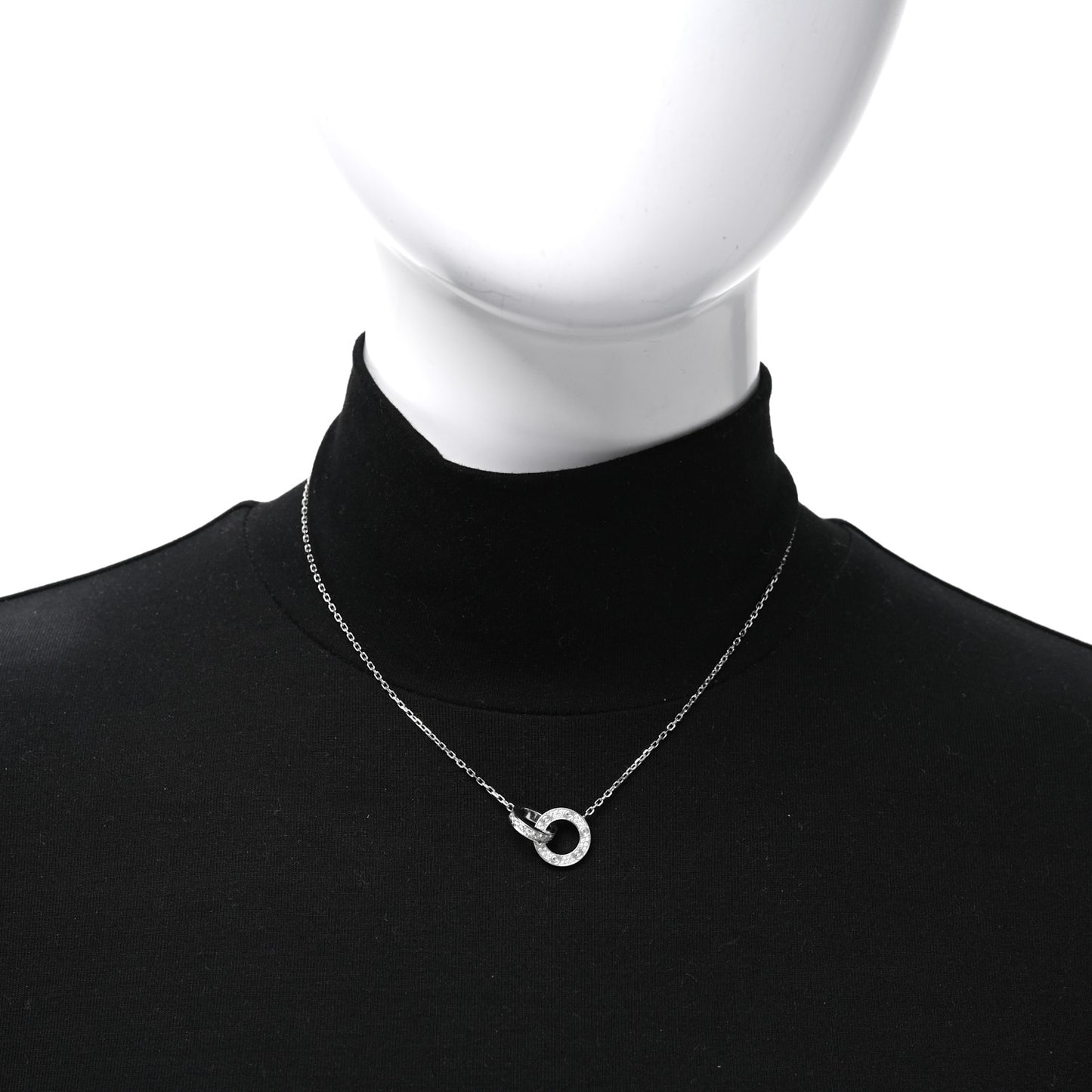 18K White Gold Diamond Interlocking LOVE Paved Necklace