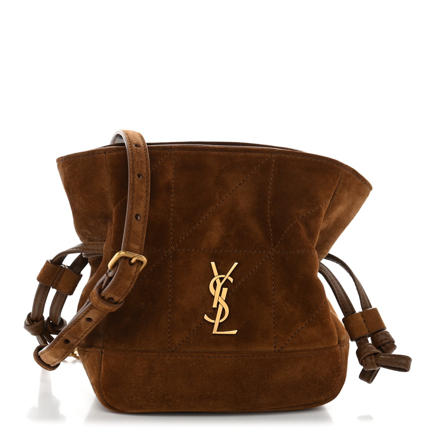 Saint Laurent Suede Calfskin Matelasse Monogram Mini Jamie Shoulder Pouch Bag Golden Leaf 1 of 11