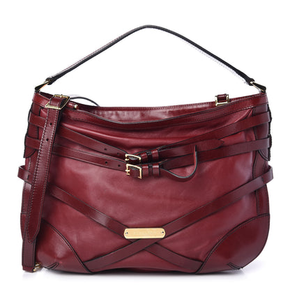 Burberry Lambskin Bridle Calfskin Small Dutton Hobo Claret Red 1 of 10