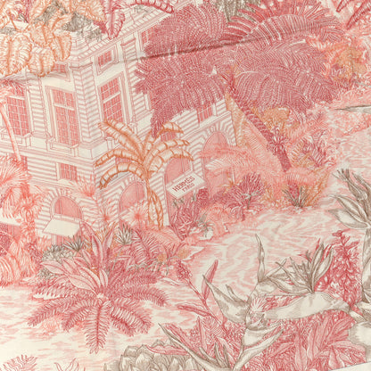 Hermes Cashmere Silk Faubourg Tropical Shawl 140 White Rouge Corail 2 of 6