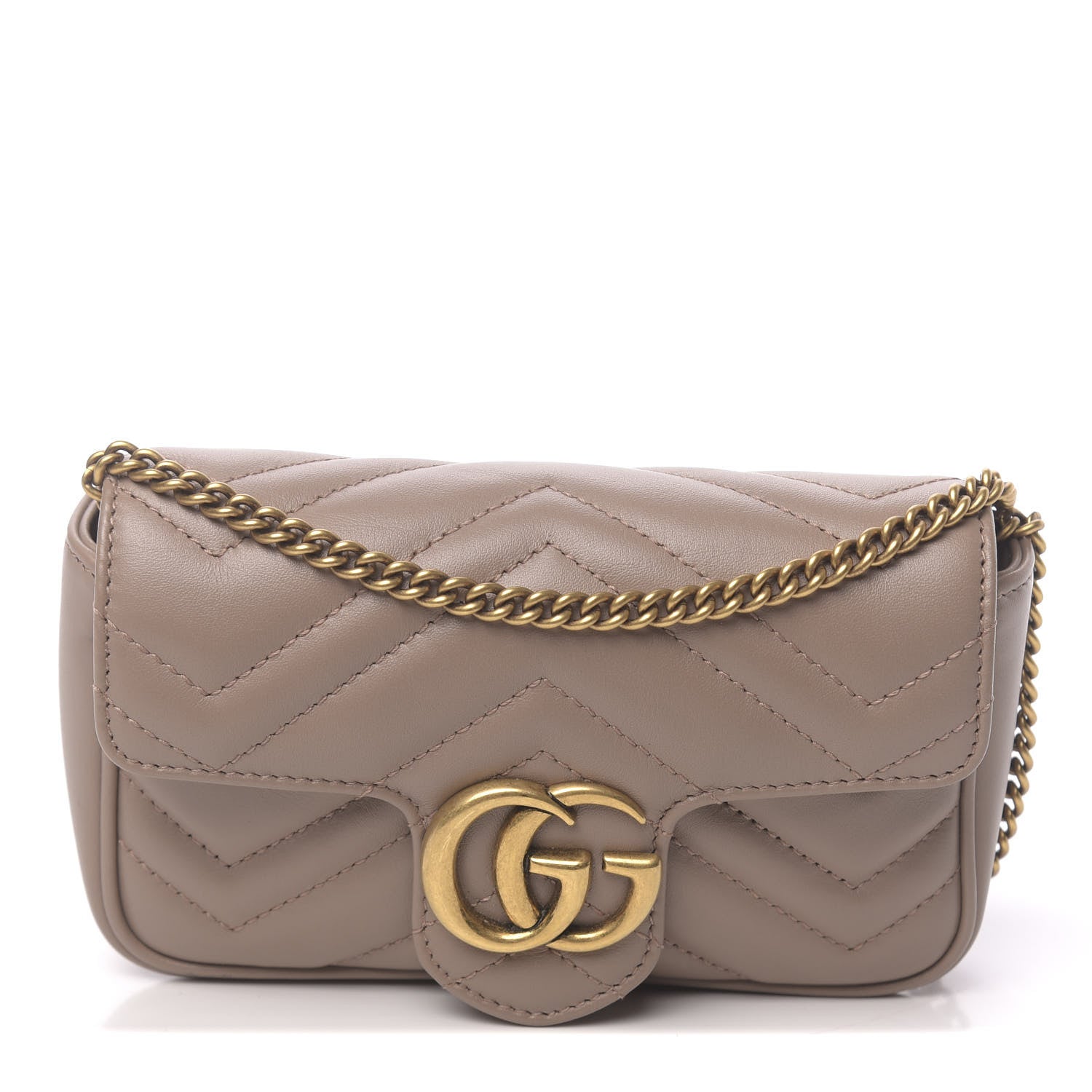 Gucci Calfskin Matelasse Super Mini GG Marmont Shoulder Bag Porcelain Rose 1 of 11