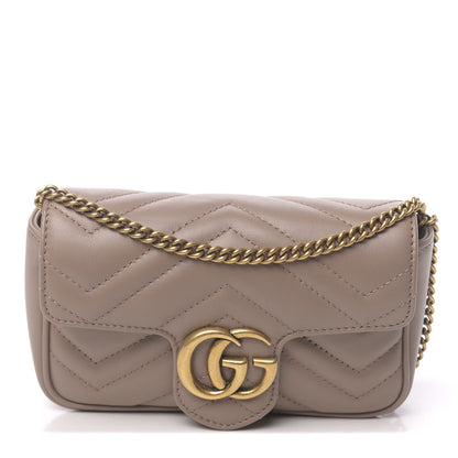 Gucci Calfskin Matelasse Super Mini GG Marmont Shoulder Bag Porcelain Rose 1 of 11