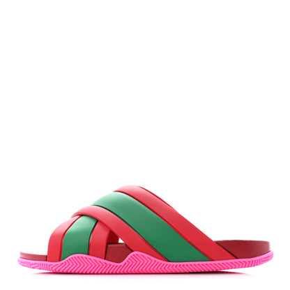 Gucci Rubber Web Womens Criss Cross Slide Sandals 38 Coral New Shamarock 1 of 8