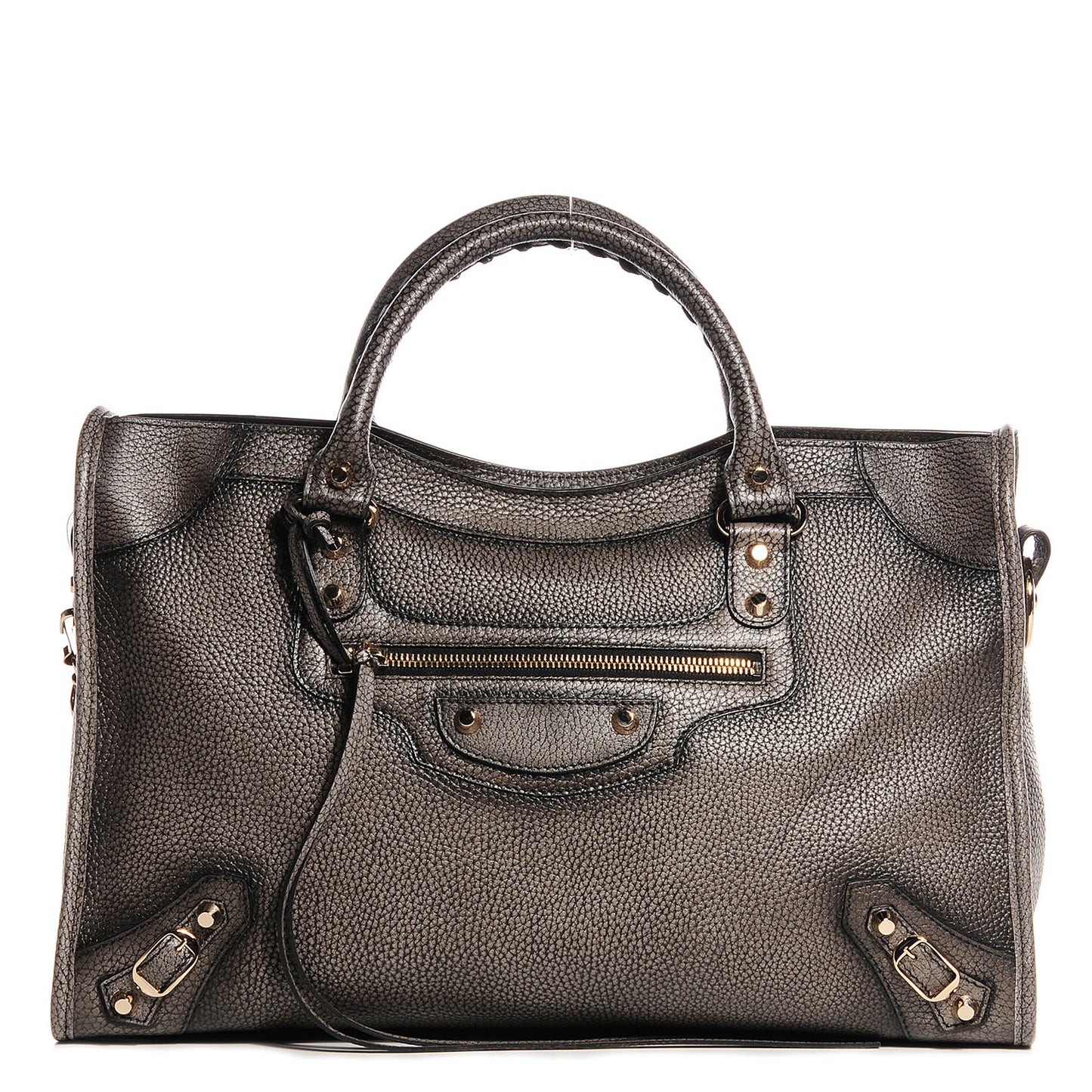 Grained Calfskin Classic Gold Hardware City Ombre Grey Gradient