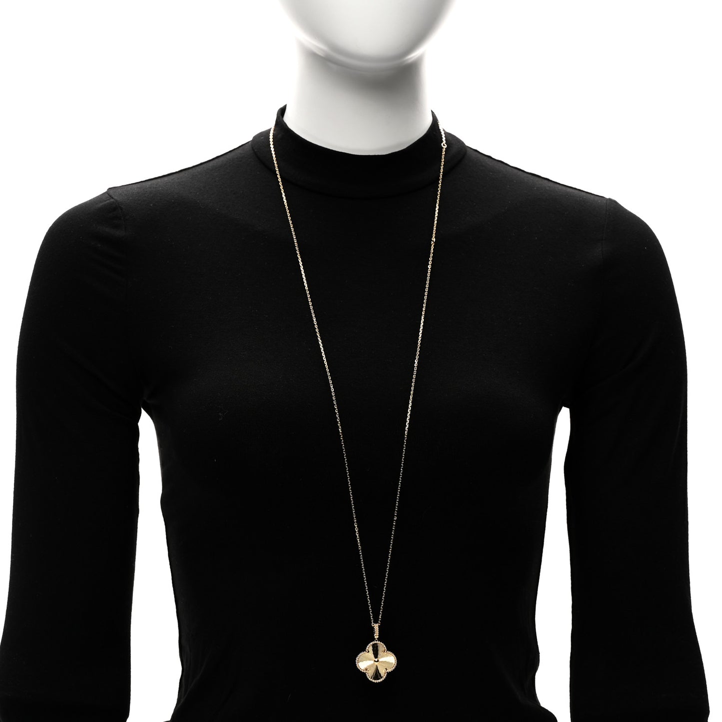 18K Yellow Gold Guilloche Magic Alhambra Long Necklace