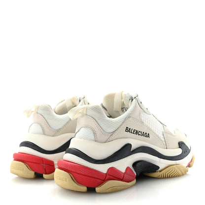 Balenciaga Fabric Mesh Womens Triple S Sneakers 35 White Red 5 of 9
