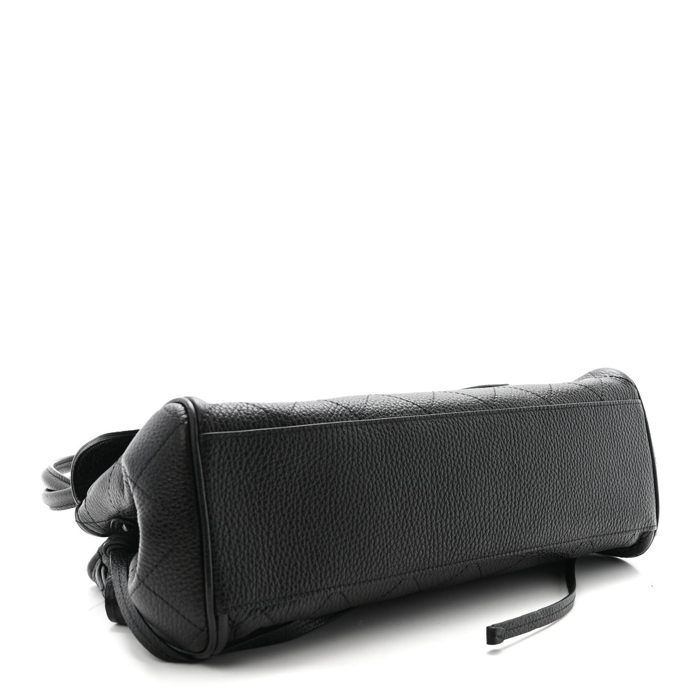 Grained Calfskin Stitched Urban Essentials Small Shopping Bag Black