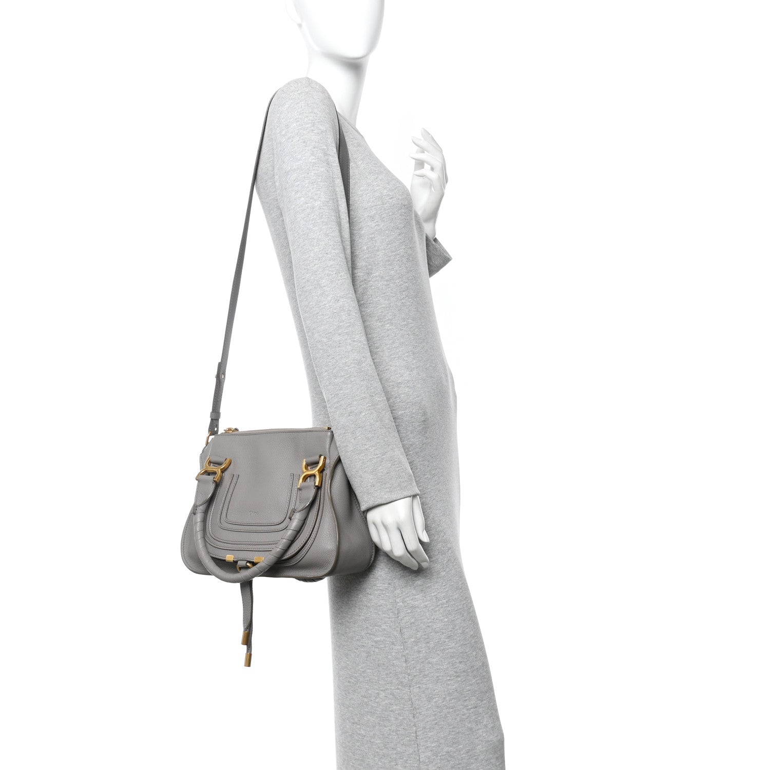 Chloe Calfskin Small Marcie Satchel Cashmere Grey 2 of 9