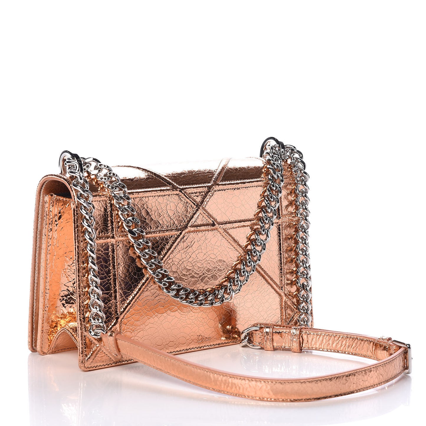 Metallic Ceramic Effect Deerskin Medium Diorama Flap Bag Gold