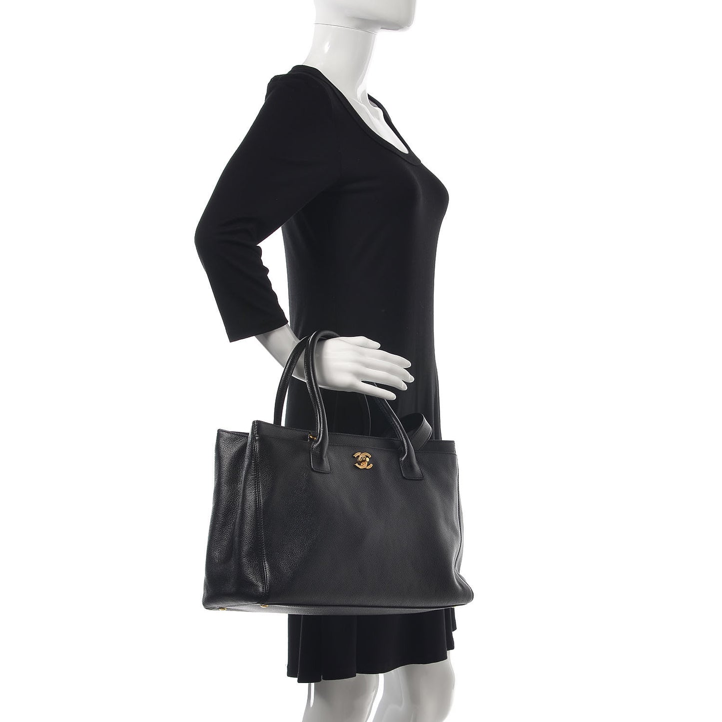 Calfskin Cerf Shopper Tote Black