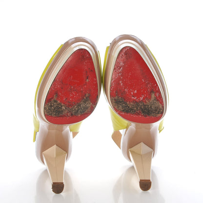 Christian Louboutin Patent 123 Scarpe 140 Platform Slingback Pumps 37.5 Neon 10 of 17