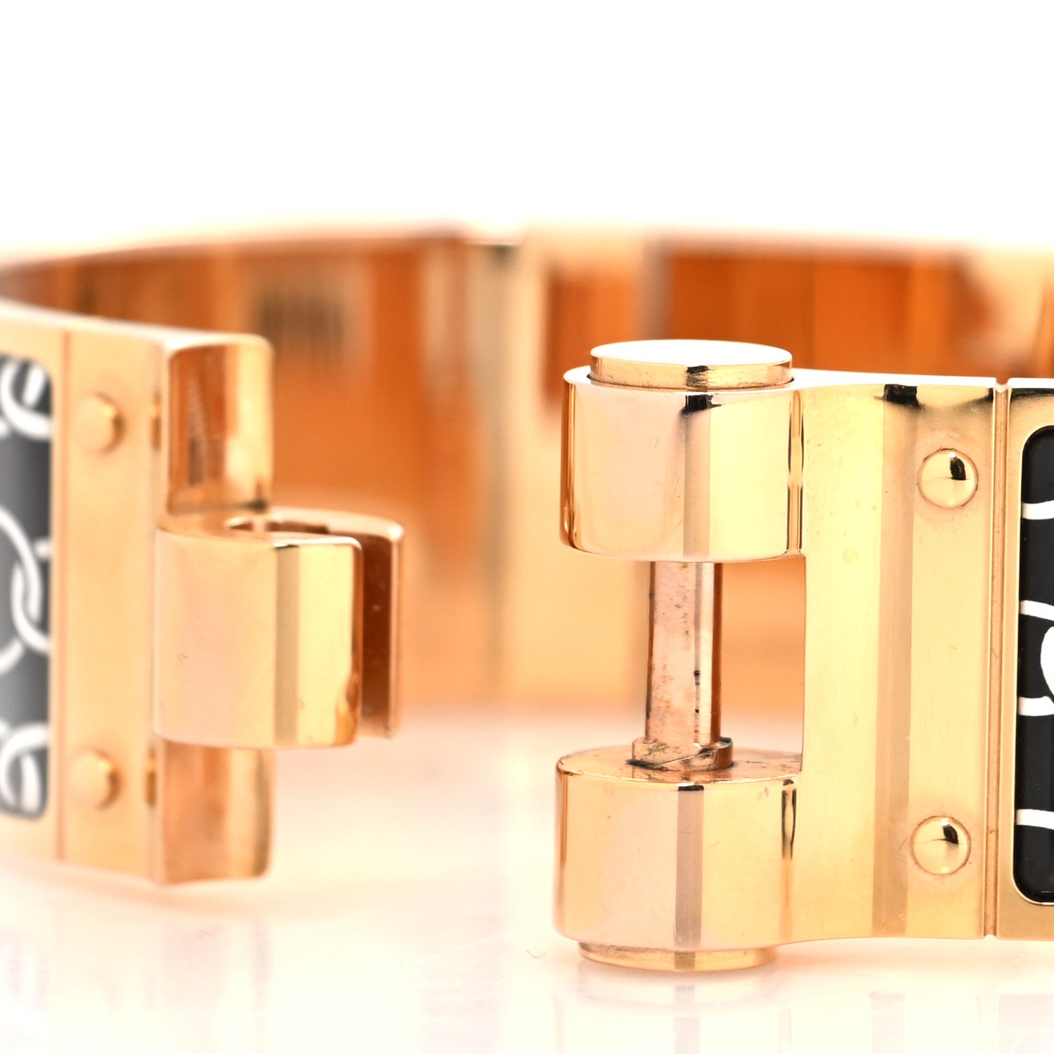 Hermes Enamel Printed Wide Balades Equestres Positif Negatif Hinged Bracelet L Black 4 of 5