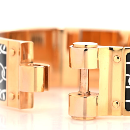 Hermes Enamel Printed Wide Balades Equestres Positif Negatif Hinged Bracelet L Black 4 of 5