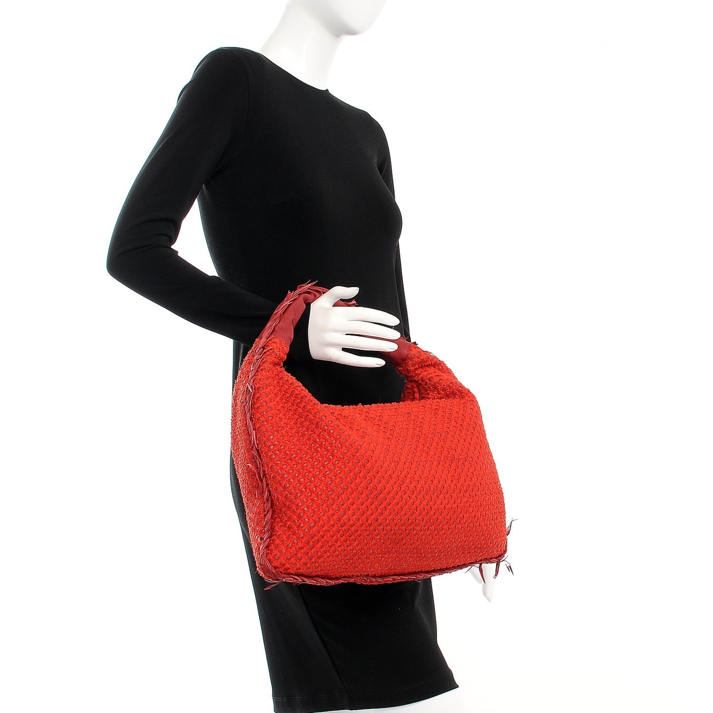 Nappa Silk Mini Ponza Devore Fuzzy Hobo Blood
