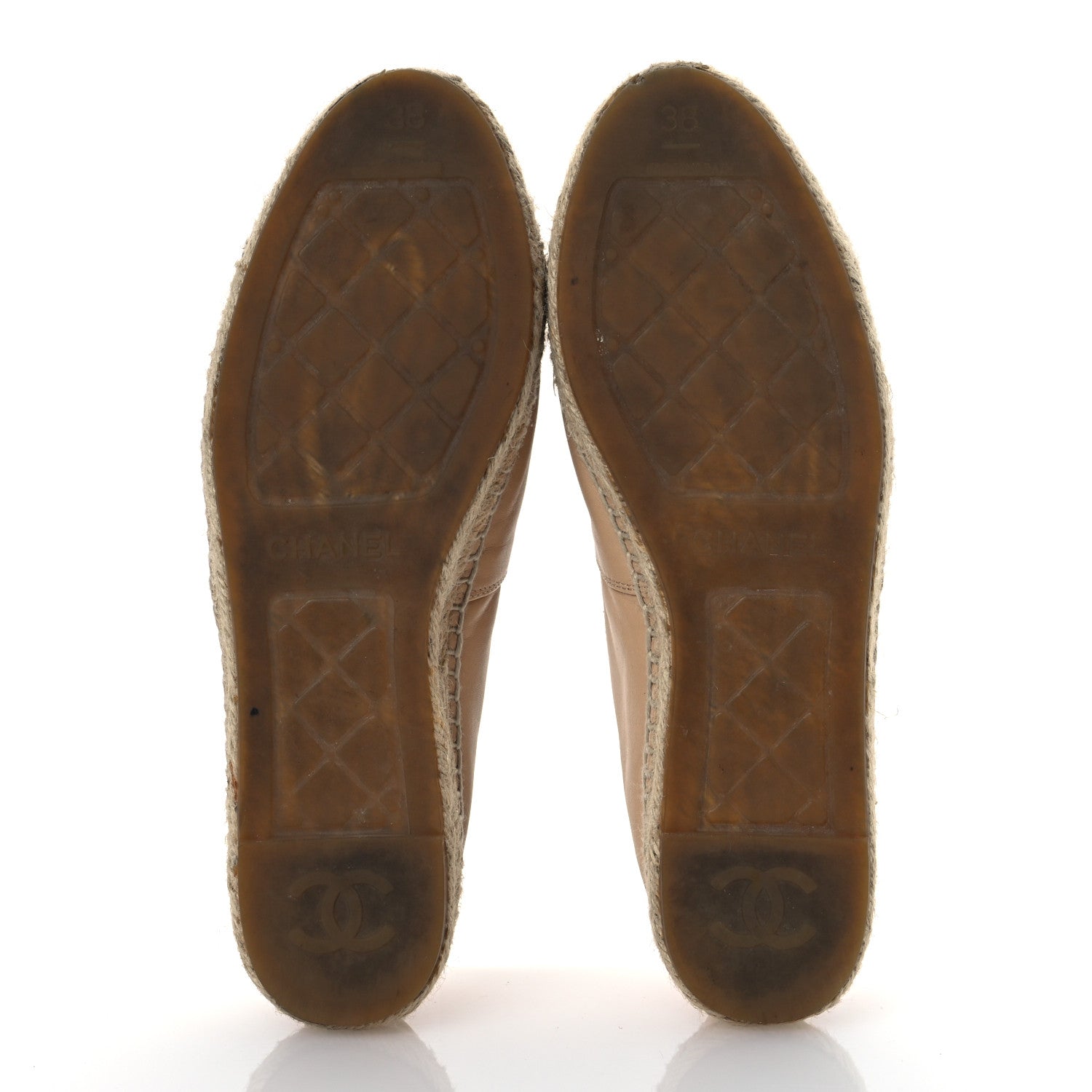 Chanel Lambskin CC Espadrilles 38 Beige Black 7 of 16