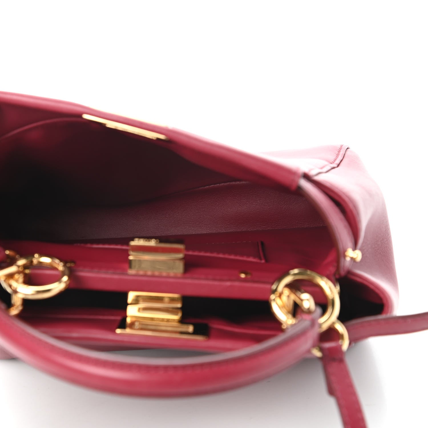 Fendi Nappa Mini Peekaboo Iconic Satchel Amarena 5 of 10
