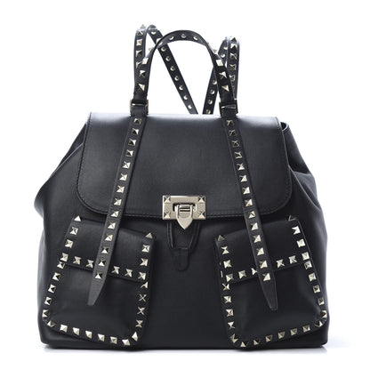 Valentino Garavani Vitello Rockstud Double Pocket Backpack Black 1 of 8
