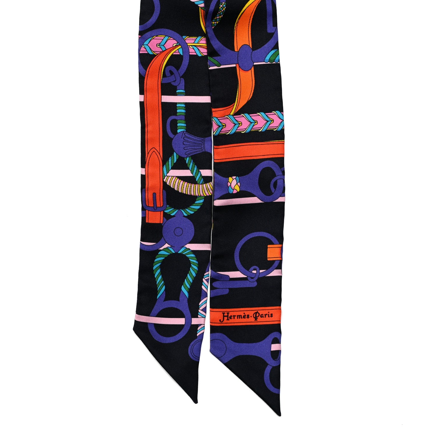 Hermes Silk Panoplie Equestre Twilly Caban Violet Orange 2 of 4