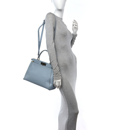 Fendi Vitello Morgan Shiny Nappa Medium Peekaboo Iconic Satchel Polvere Sunflower 2 of 20