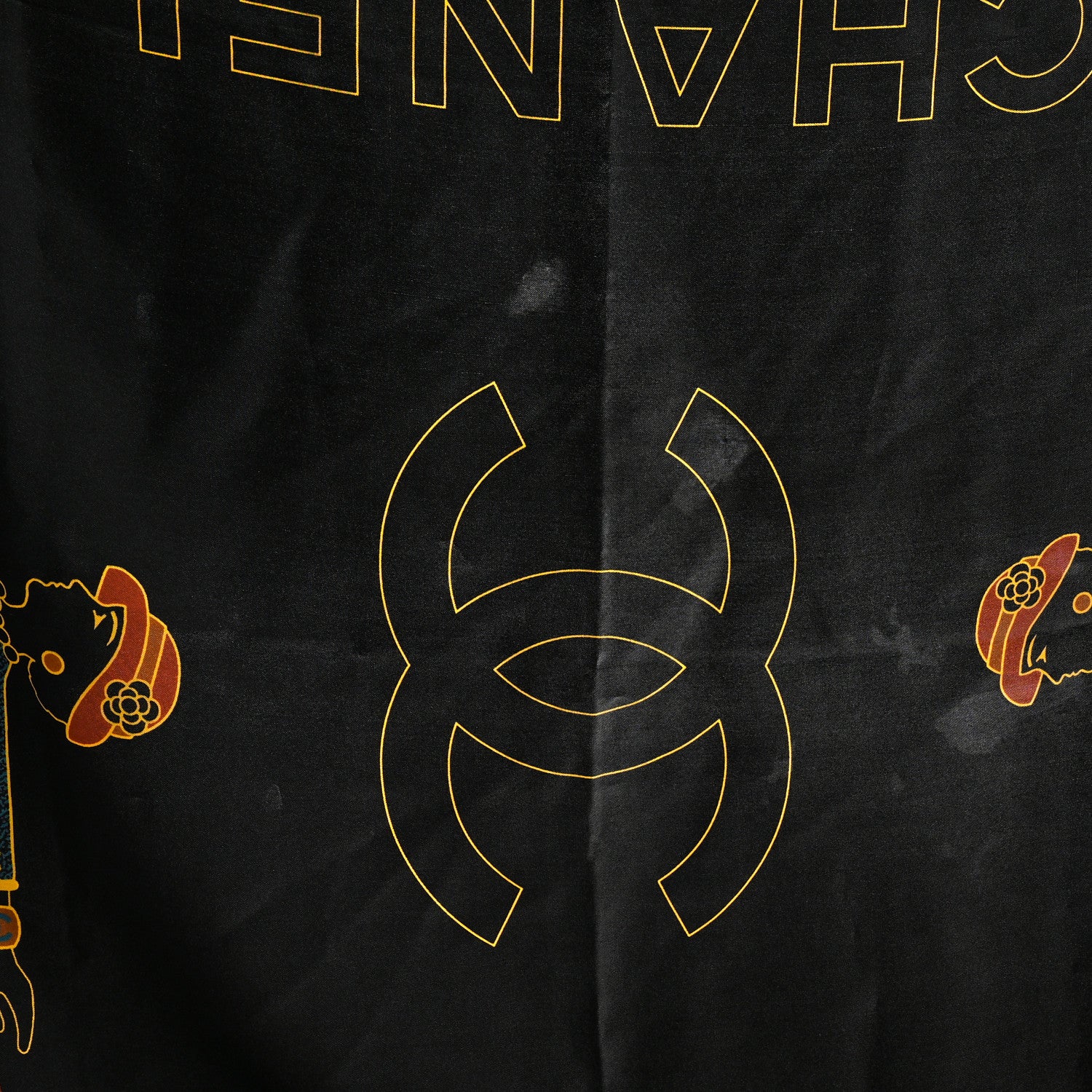 Chanel Silk Egyptian CC Scarf Black 6 of 7