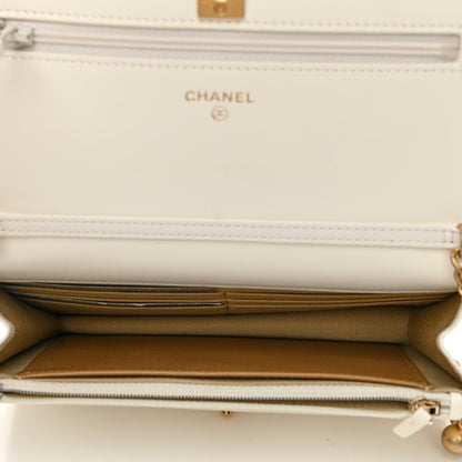 Chanel Lambskin Quilted CC Pearl Crush Wallet on Chain WOC White 9 of 24