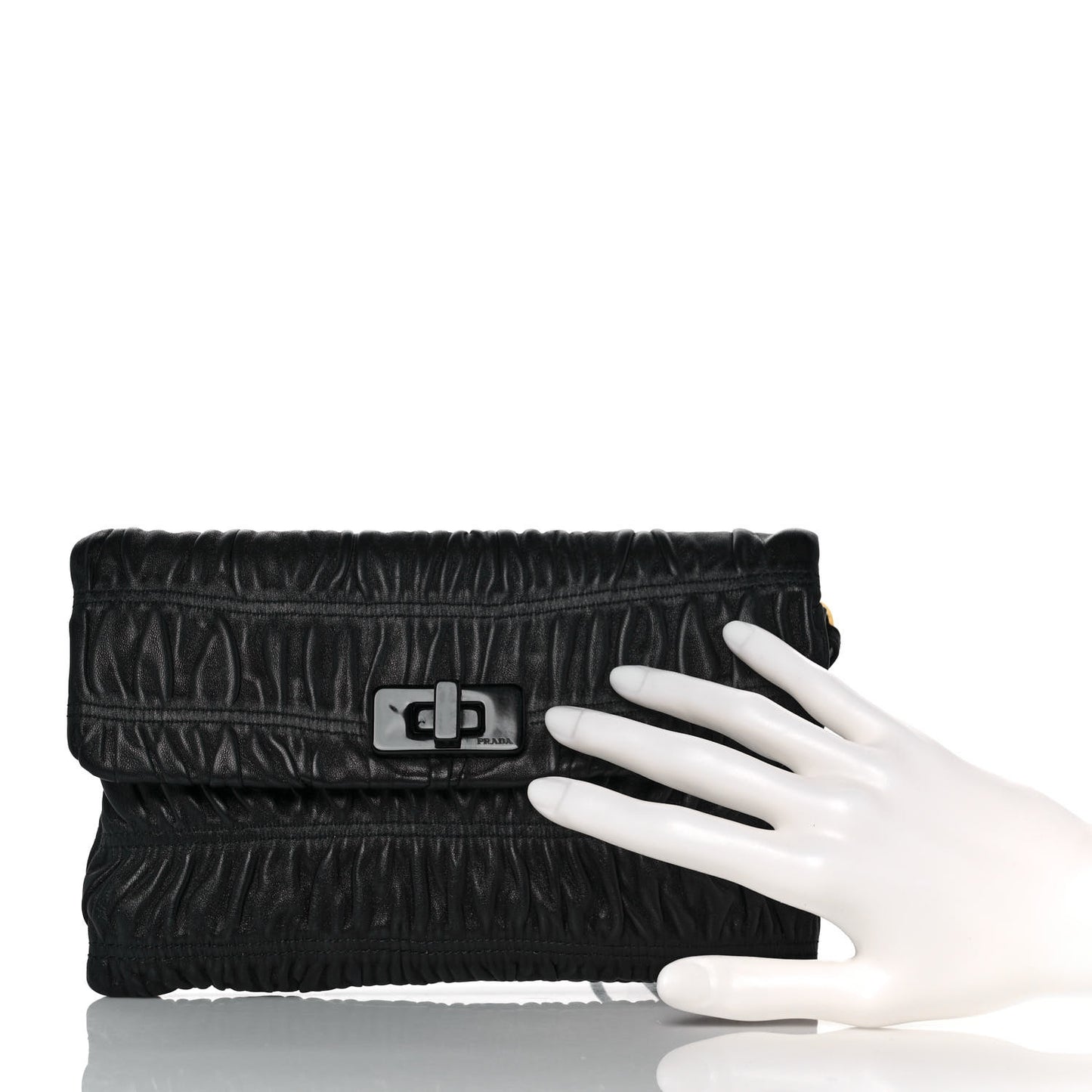 Nappa Gaufre Wristlet Clutch Black
