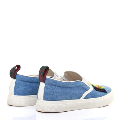 Gucci Kura Denim Logo Embroidered Mens Slip On Sneakers 6 Blue 4 of 9